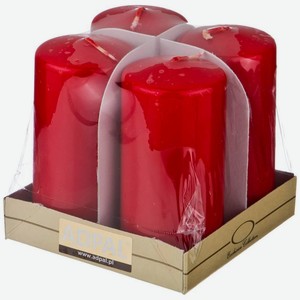 Набор свечей Красный лакированный 4 шт 10*5 см (348-446)