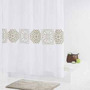 Штора для ванных комнат Tunis бежевый/коричневый 180*200 Ridder