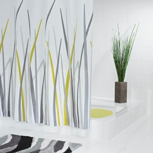 Штора для ванных комнат Gras серый/серебряный 180*200 Ridder