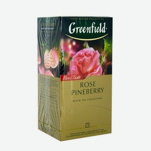 Чай GREENFIELD Rose Pineberry пакет черный аром. клубника,роза с добав. гибискус,клубника,корица 25п