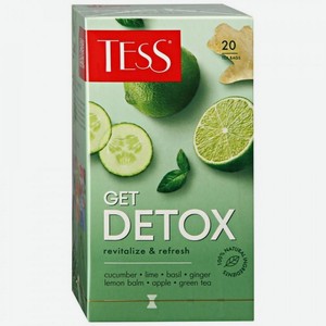 Чай TESS Get DETOX Wellnes line пакет зеленый аром. лайм,огурец с добав. базилик,имбирь,мелисса,огурец,розелла,цедра,яблоко 20п