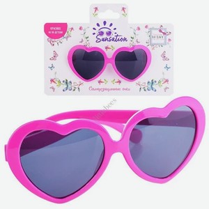 Очки солнцезащитные для детей Lukky Fashion  Сердечки ,оправа ярко-розовая,карта,пакет арт.Т22470