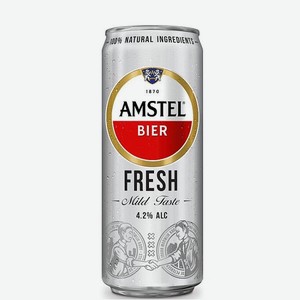 Пиво Амстел Фрэш светлое пастеризованное 4,2% 0,33л ж/б