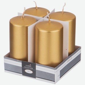 Набор свечей Золотой металлик 4 шт 10*5 см (348-445)