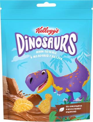 Печенье Kelloggs Dinosaurs мини в молочной глазури сахарное 50г