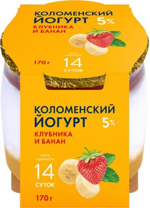 Йогурт Коломенский Клубника Банан 5% 170г