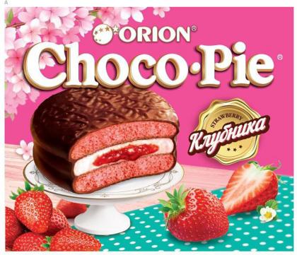 Печенье Orion Choco Pie Strawberry Клубника 360г