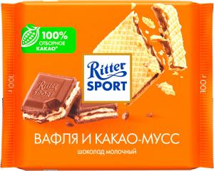 RITTER SPORT Шоколад мол вафля/какао-мусс 100г фл/п