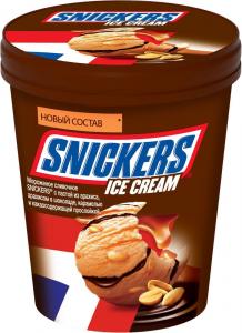 Мороженое Snickers сливочное с арахисом в шоколаде с карамелью и какаосодержащей прослойкой 8.5% 340г