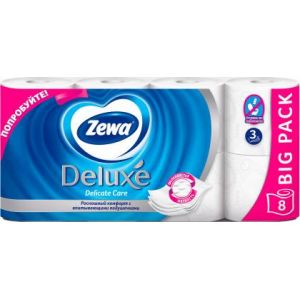 Туалетная бумага Zewa Deluxe Белая 3 слоя 8 рулонов