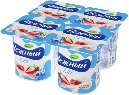 Продукт йогуртный Campina Нежный с соком клубники 1.2% 100г