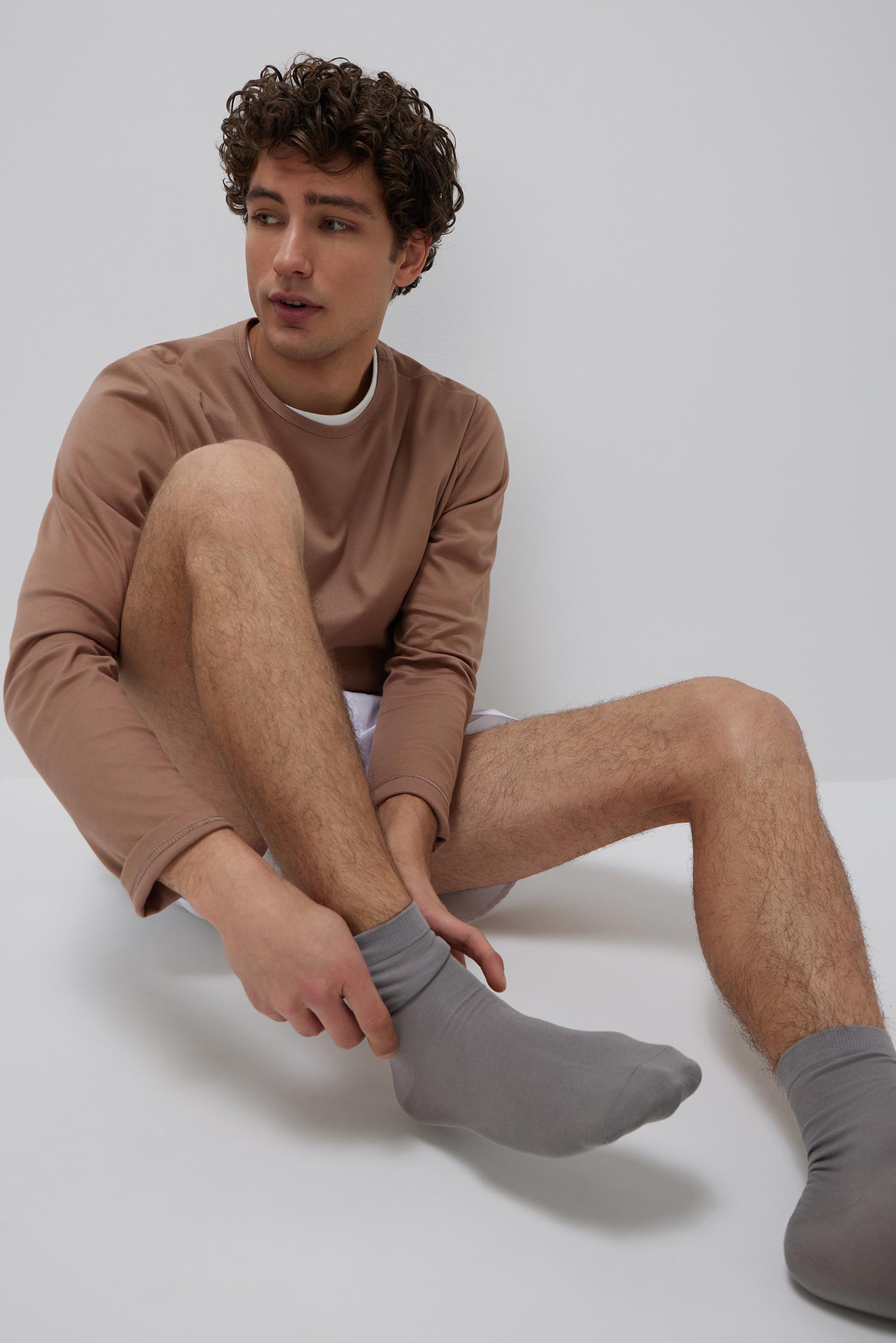 Мужские хлопковые носки классической длины (светло-серый)