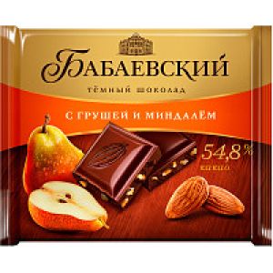 Шоколад Бабаевский темный с грушей и миндалем 70 г