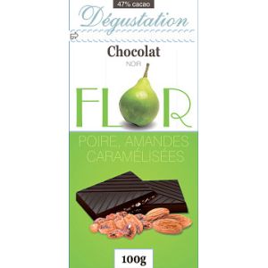 Шоколад Флор темный с грушей и миндалем в карамели 100 г