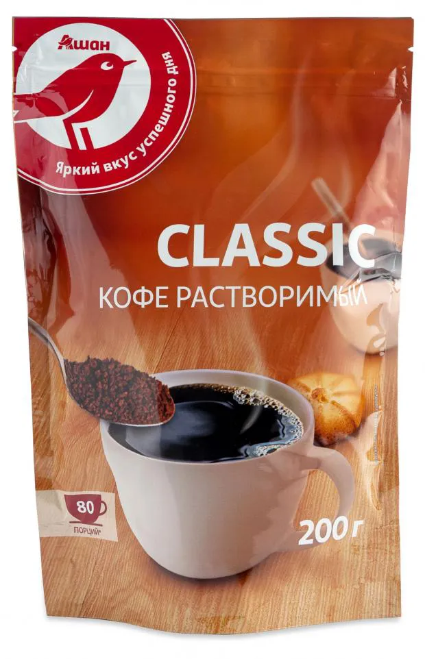 Кофе растворимый АШАН гранулированный, 200 г