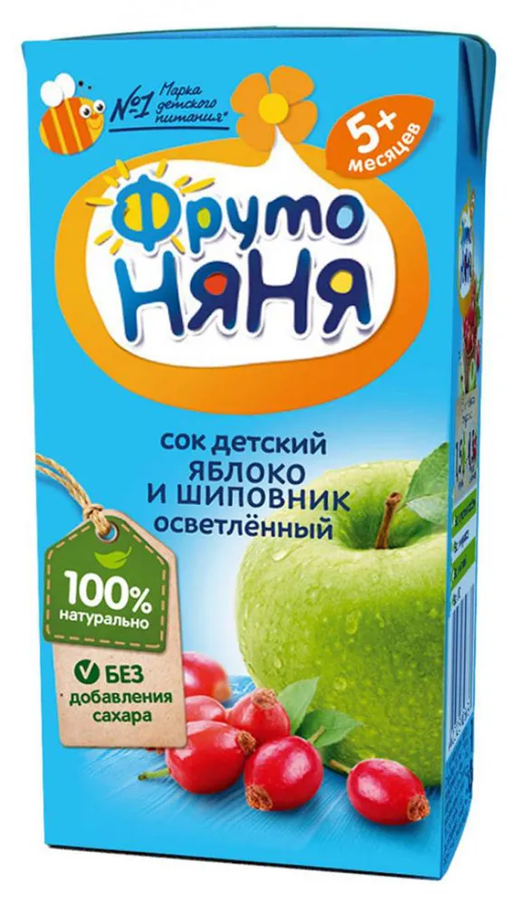Сок ФрутоНяня Яблоко и шиповник осветленный с 5 мес., 200 мл