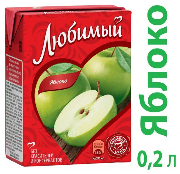 Нектар яблочный Любимый, 200 мл